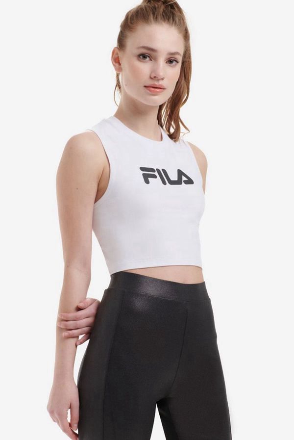 Fila Inez Crop Women's Tops - White/Black,NZ 956-40398